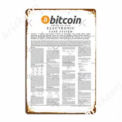 Satoshi Nakamoto The Bitcoin Whitepaper Metal Sign Pub Club Bar Plaques Vintage Tin Sign Poster