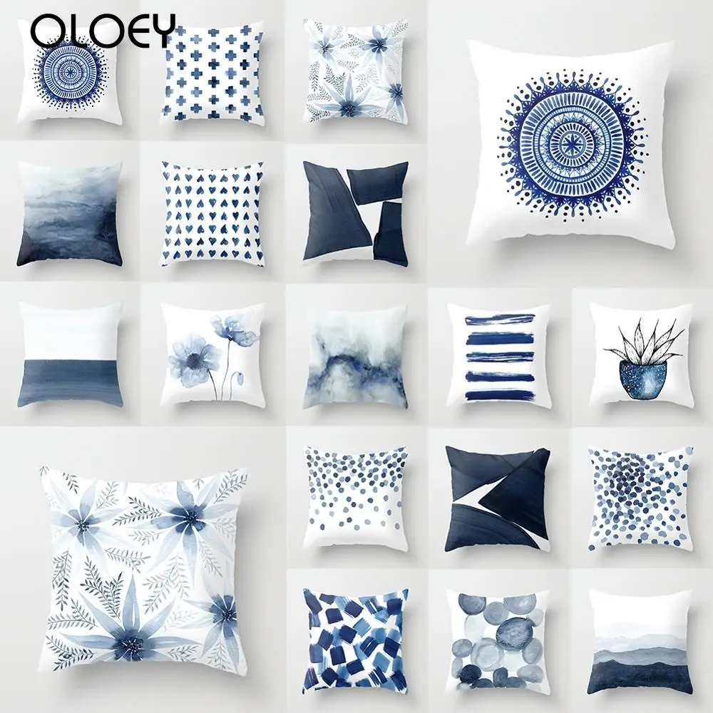 

45*45 cm Nordic Style Cushion Cover Creative Blue Geometric Cushions Covers Fashion Home Sofa Living Room Pillow Case