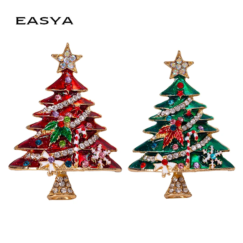 

Fashion Christmas Brooches Santa Claus Tree Pins Snowfake Rhinestone Suit Metal Pins Badges Brooch New Year Gifts