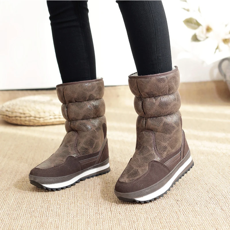 Women winter boots platform non-slip waterproof winter shoes women ankle boots thick fur warm women snow boots for -40 degrees