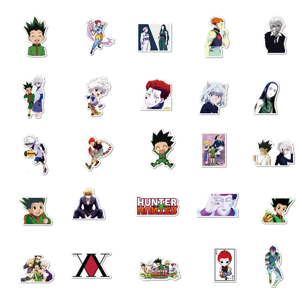 50 HUNTERxHUNTER Japanese Anime Stickers GON FREECSS Killua Zoldyck Hisoka Trunk Laptops Waterproof Journal Stationery Sticker