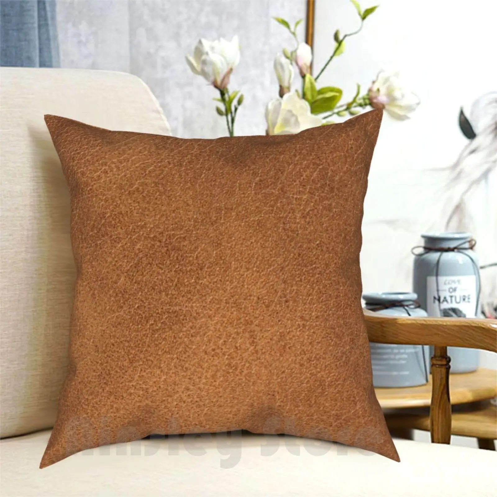 

Cognac Leather Pillow Case Printed Home Soft DIY Pillow cover Brown Cognac Leather Brown Leather Cognac Leather Skin Classy