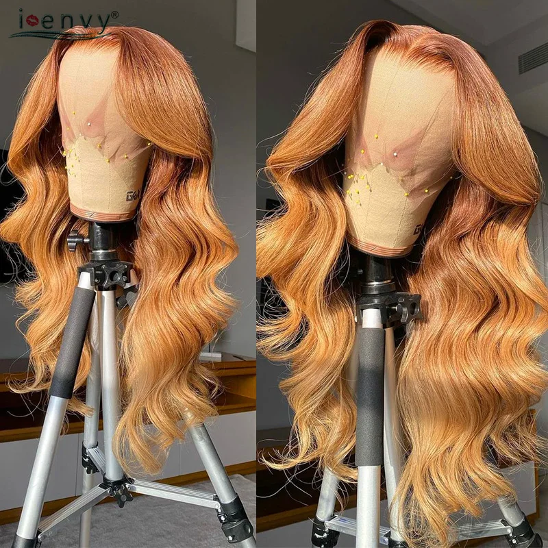 13x6 Ginger Blonde Lace Front Human Hair Wigs Body Wave Peruvian Transparent Lace Wigs 13x4 Orange Blonde Curly Lace Front Wig