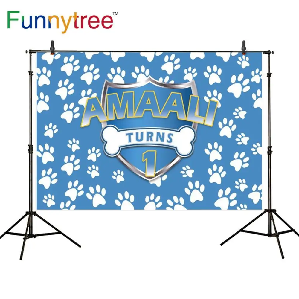 

Funnytree custom backdrop cartoon dog 1st Birthday background party photophone boy photo studio photography photozone