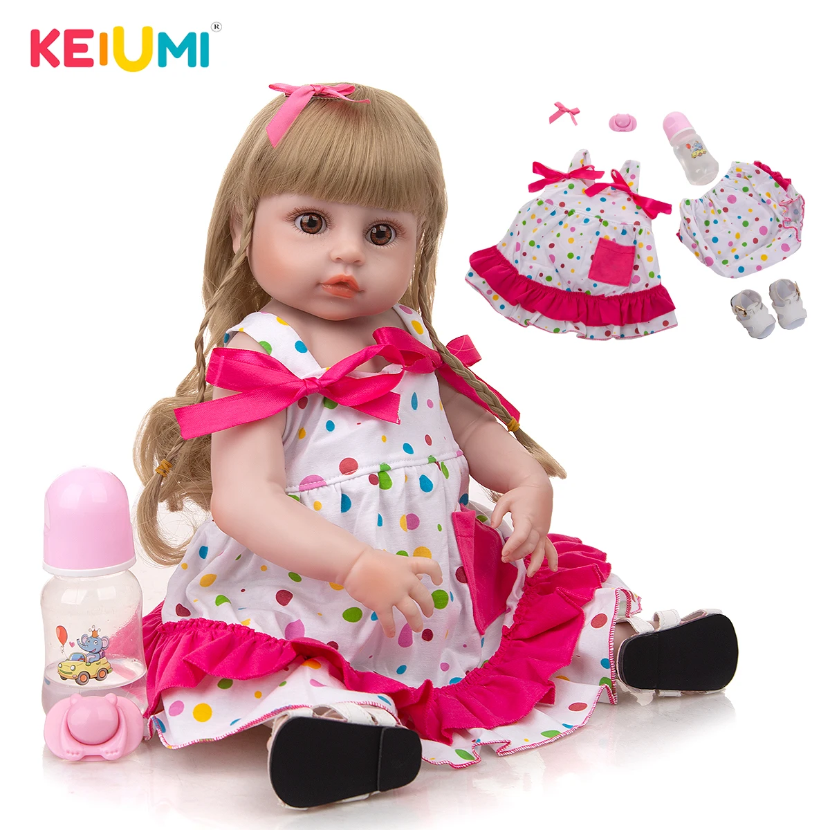 

KEIUMI 19 Inch New Arrival Long Curly Hair Reborn Baby Girl Well Packaged Fast Delivery Alive Reborn Baby Doll Children's Toys