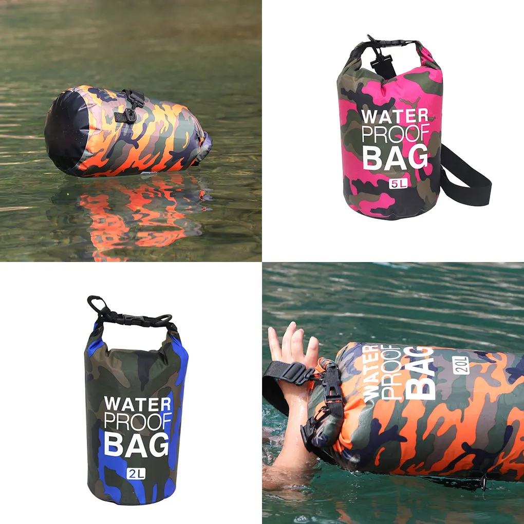 PVC Wodoodporna sucha torba 5L 10L 20L 30L Camo Outdoor Diving Foldable Man Women Beach Swimming Bag Rafting River Ocean plecak