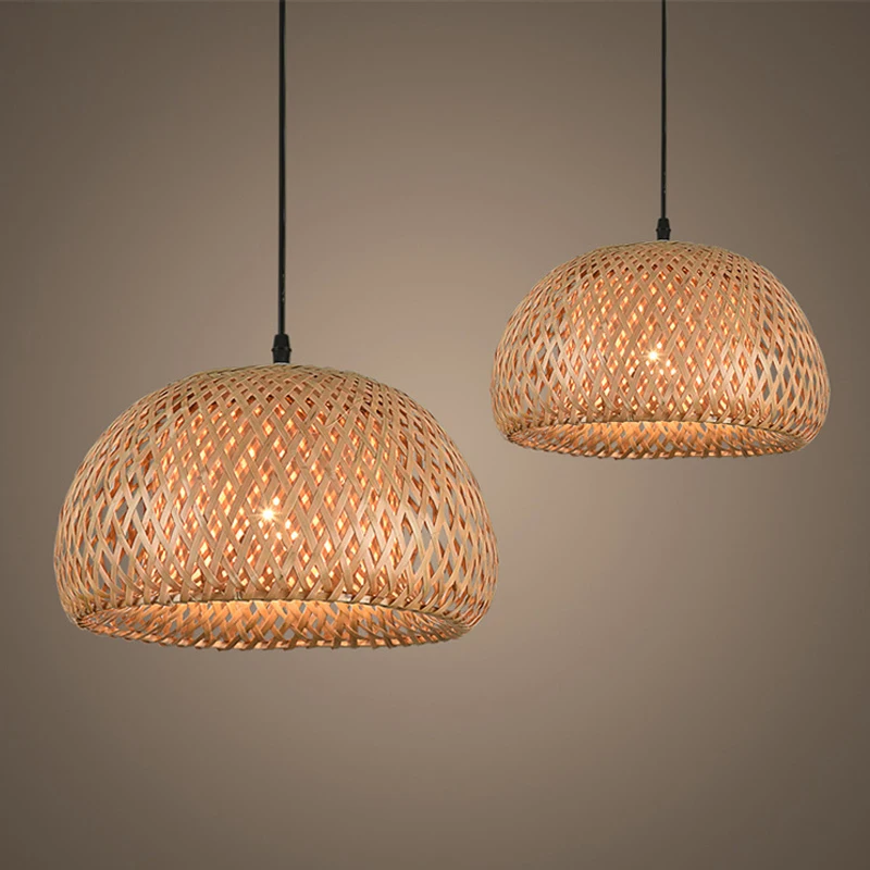 

Bamboo Weaving Rattan Pendant Lights Droplight Elegant Living Room Lamp Southeast Asia Source Restaurant Hotel Bamboo Lamps