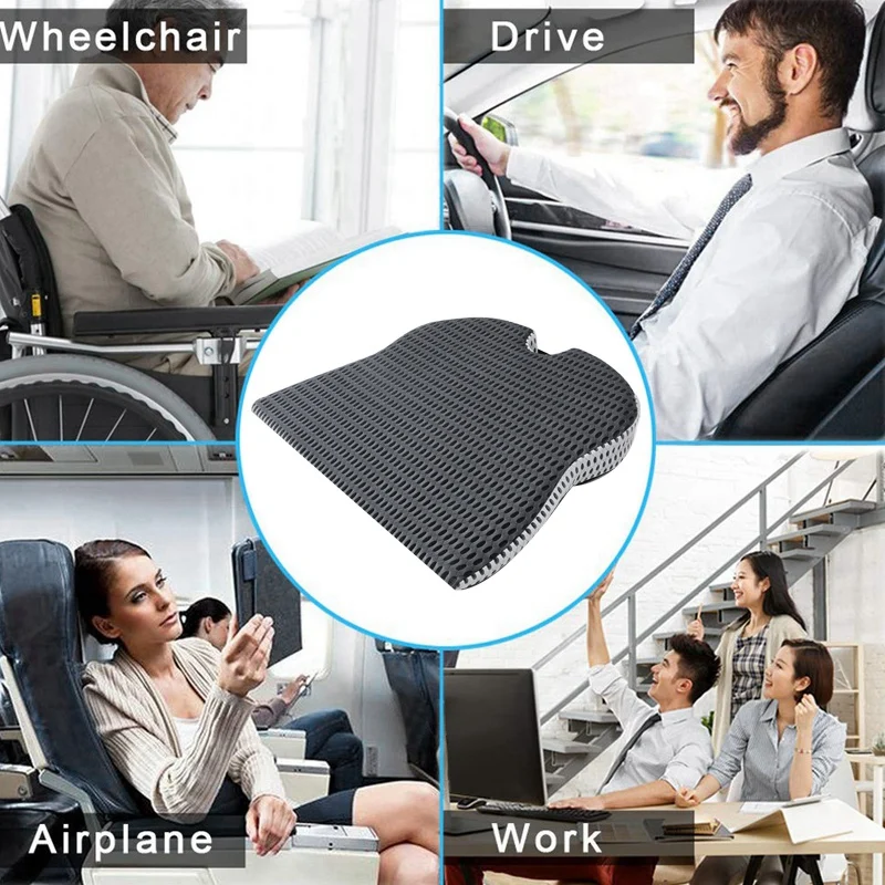 2X Car Truck Wedge Seat Cushion for Pressure Relief Pain Relief Butt Cushion Orthopedic Ergonomic Support Memory Foam