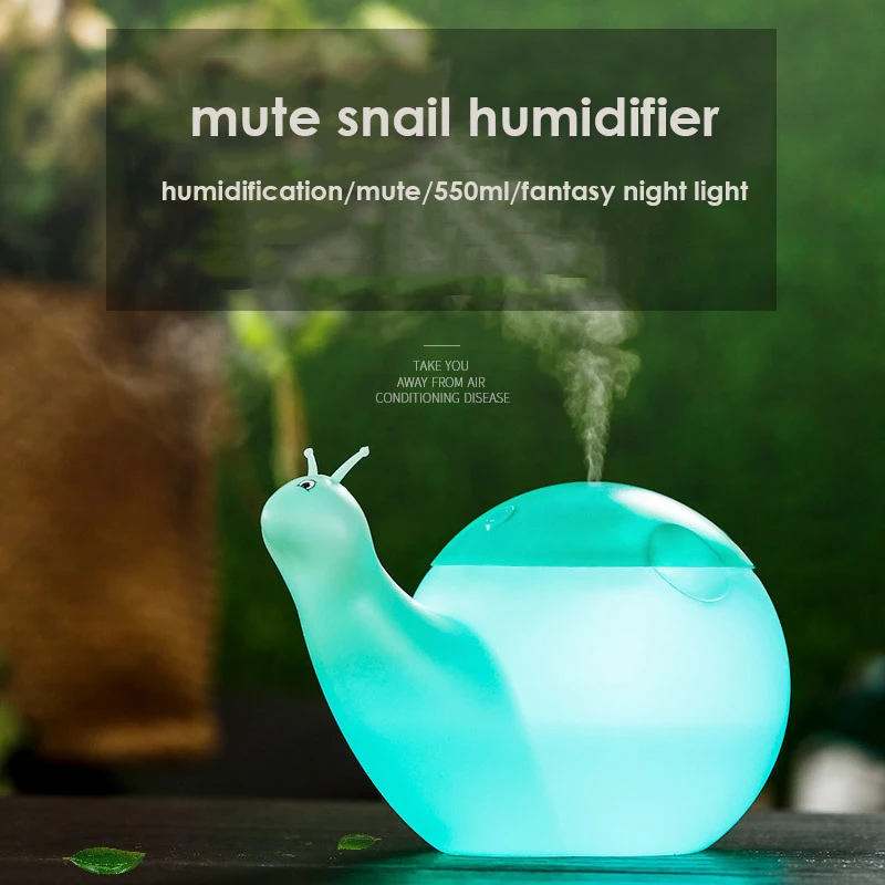 Snail 550ML Mist Sprayer USB การ์ตูน Humidifier ห้องนอน Keeping Moisture แสงที่มีสีสัน Diffuser เพิ่มความชื้น