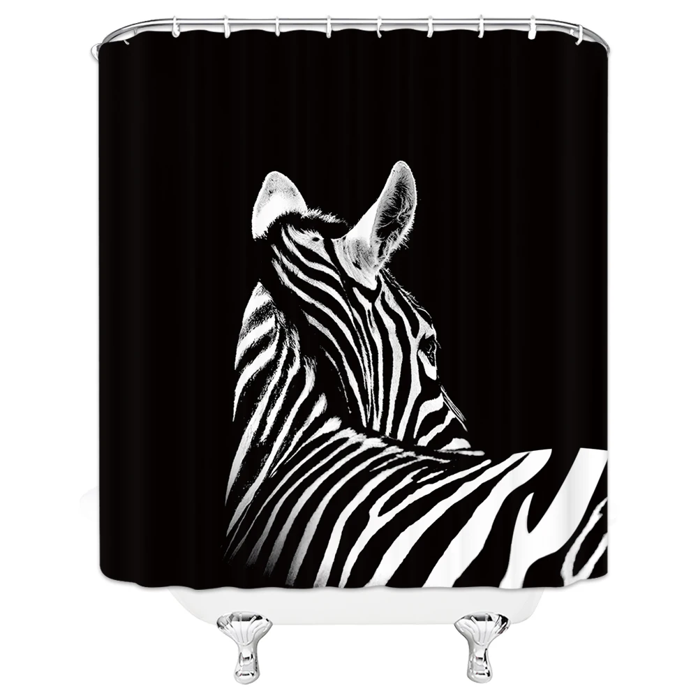 Animals Elephant Horse Deer Zebra Bird Shower Curtain Fabric Waterproof Polyester Bathroom Curtain with Hooks 180X180cm