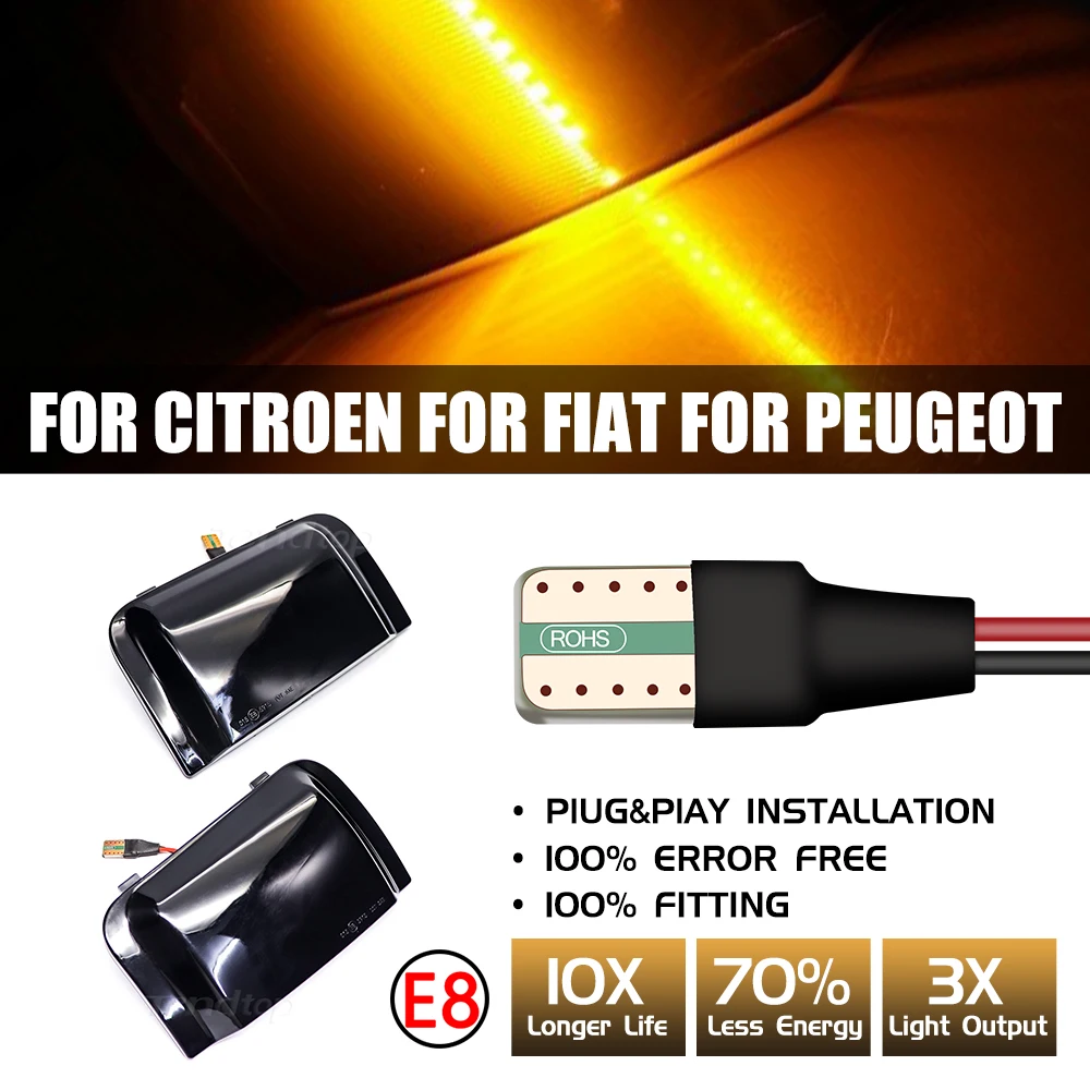 LED Flashing Dynamic Turn Signal Light Rearview Mirror Indicator Side Repeater Lamp For Peugeot Boxer Fiat Ducato Citroen Jumper