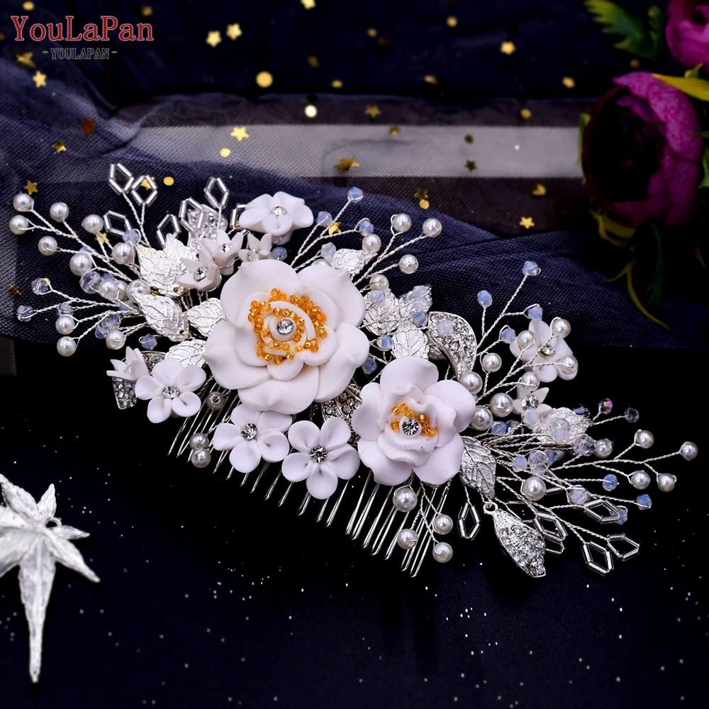 

YouLaPan HP320 Wedding Floral Hair Accessories Bridal Comb Handmade Women Hair Ornaments Jewelry Bride Headdress Girls Hair Clip