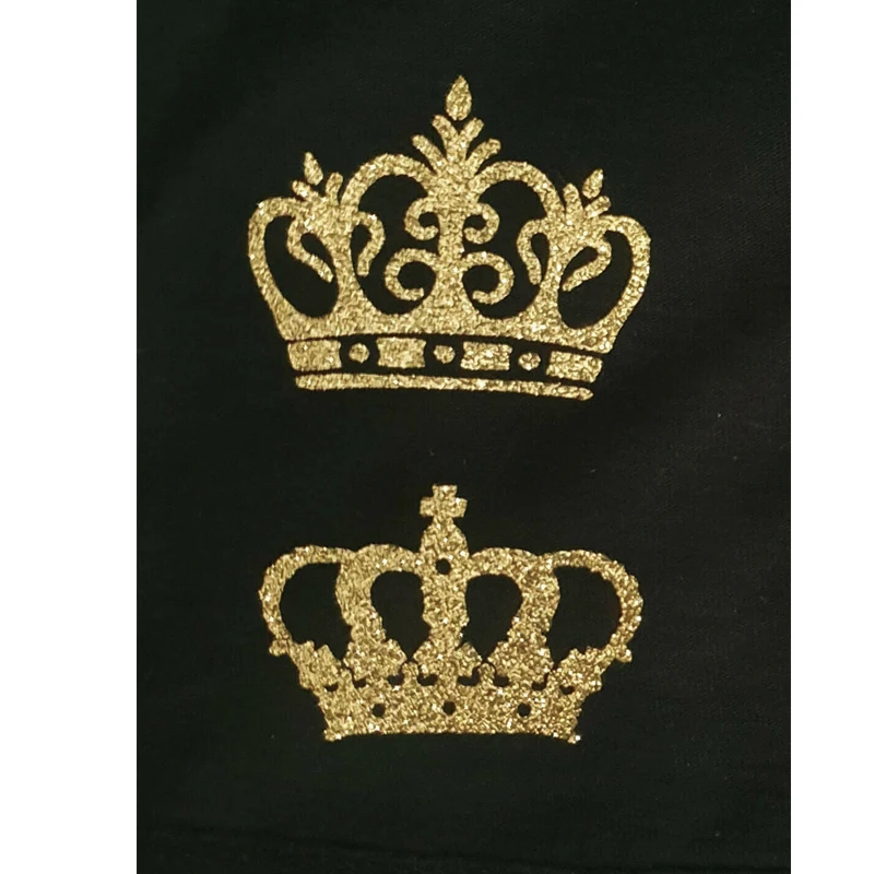 2pcs Fabric Glitter Crown Iron On Transfers Hotfix Fancy Costume T-Shirts DIY Vinyl Applique Patch for Clothing Thermal Sticker