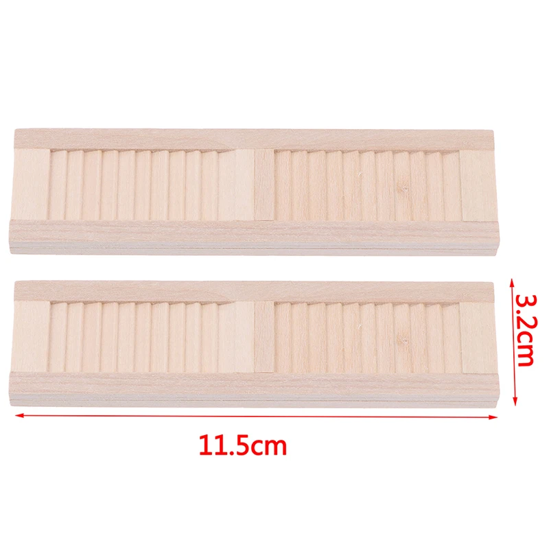 2pcs 1:12 Miniature Dollhouse Wooden Shutters DIY Window Furniture Accessory Toy