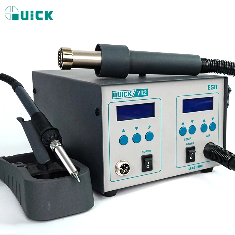 QUICK 712 2 in 1 Hot Air Gun Soldering Station PCB Welding Repair Rework Tools Digital Display Adjustable Soldering Iron