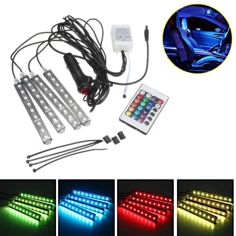 

1 Set 9 LED 5050 Atmosphere Lights Waterproof Light Strips Flexible LED Auto Interior Decoration Floor Lamp Lighting Kit