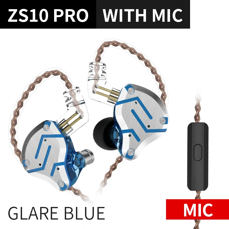 KZ ZS10 Pro Ruisonderdrukkende oortelefoon 4BA + 1DD Hybride 10 drivereenheden HIFI Bass-oordopjes in-ear monitor Metalen headset