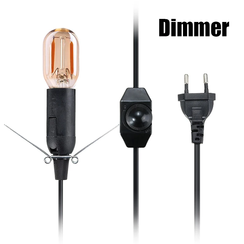 1.8m Power Cord Cable with Dimmer ON OFF Switch Metal Clip E14 E27 Base Hanglamp Holder Socket Plug Cord for Salt Rock Lava Lamp