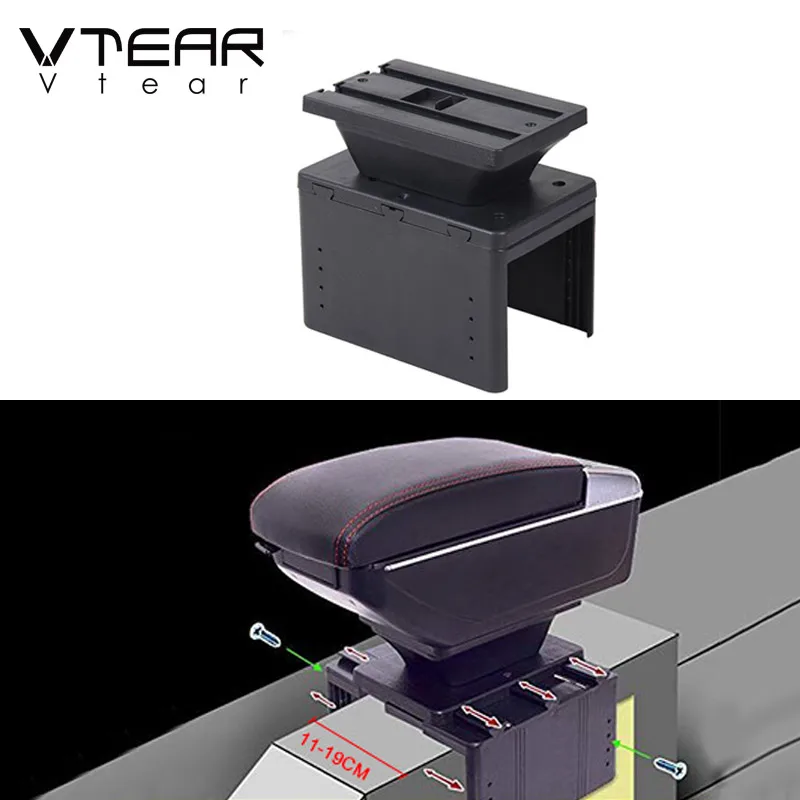 

Универсальный подлокотник Vtear, кожаный ящик для хранения интерьера автомобиля, подлокотник, автомобильный Стайлинг, украшения, аксессуары, детали центральной консоли, чехол