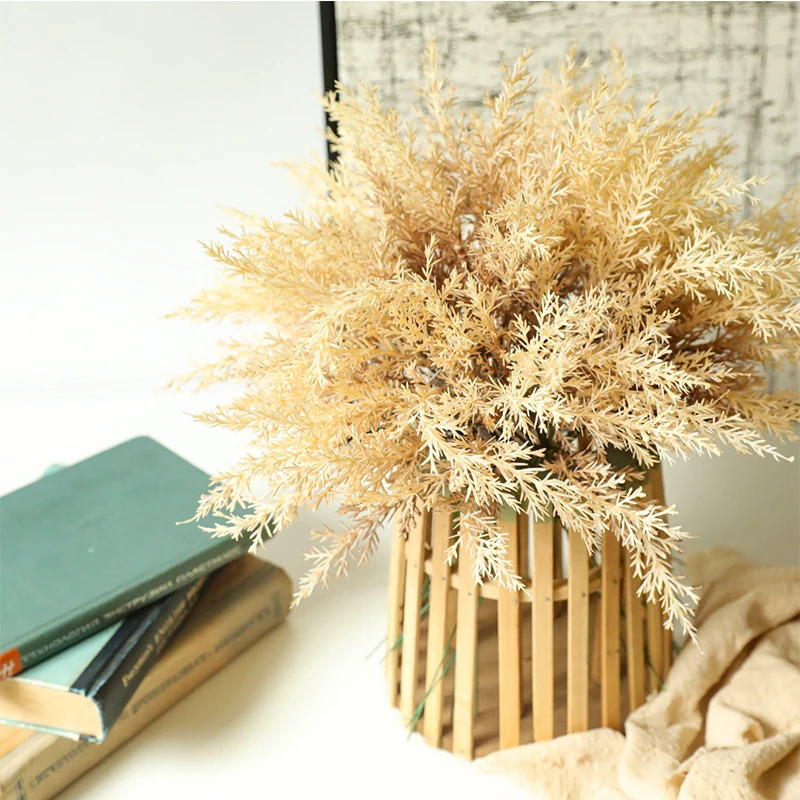 

Artificial Misty Pine Needle Grass Plastic Reed Grass Mist Pine Needle Bouquet Home Hotel Wedding Decoration False Flowers