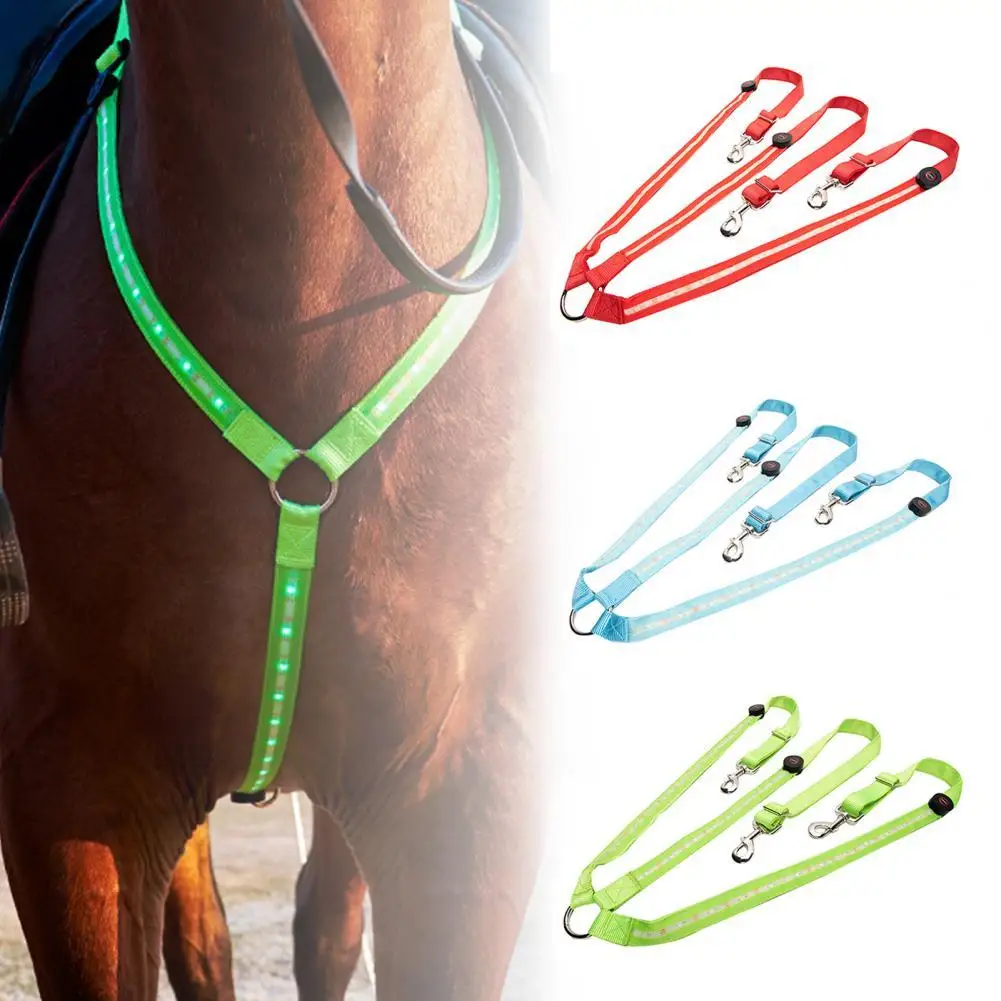 Correia equestre portátil refletora ajustável, baterias substituíveis, piscante de led piscante, cinto de cavalo para dirigir ao ar livre