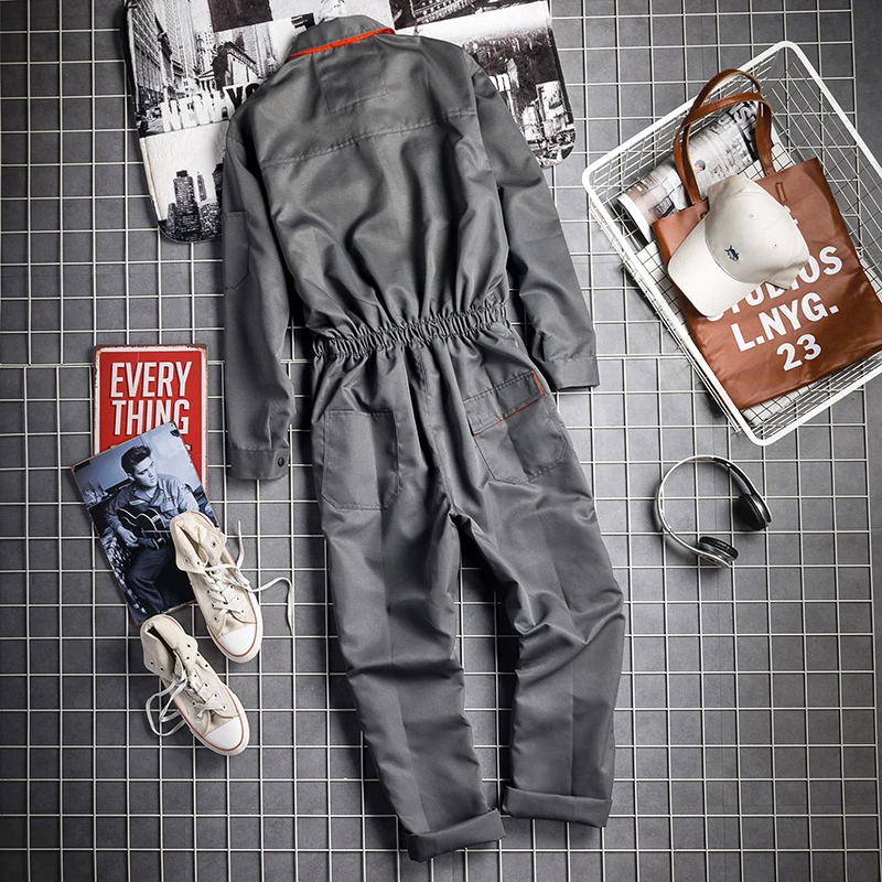 Vintage Harajuka Herren lange Ärmel Cargo Overalls Reiß verschluss Fliegen taschen Stram pler Herren Overall Mode lose lässig Großhandel S-5XL