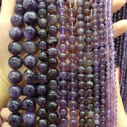 Natural stone beads Amethysts 4/6/8/10/12mm Round Isolation loose beads for Jewelry Making DIY Necklace Bracelets Accessories