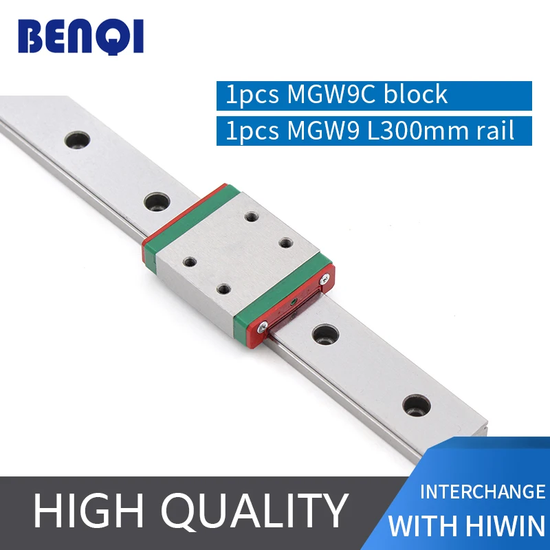 Free shipping CNC parts 9mm linear guide block MGW9H /mgw9c with length 300mm MGW9 rail fast delivery