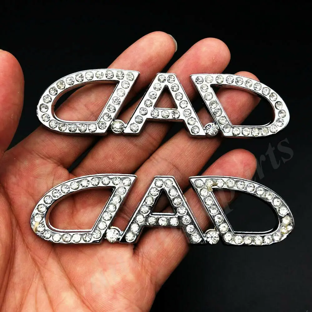 2pcs Metal Diamond DAD Garson VIP Luxury JDM JP Car Emblem Badge Decal Sticker