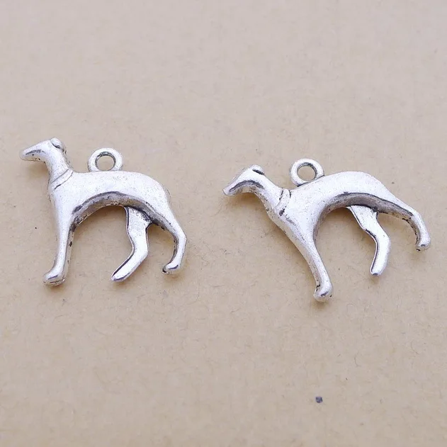 10pcs/Lot 19x23mm Dog Charm Antique Silver Color Pendants for DIY Making Handmade Jewelry