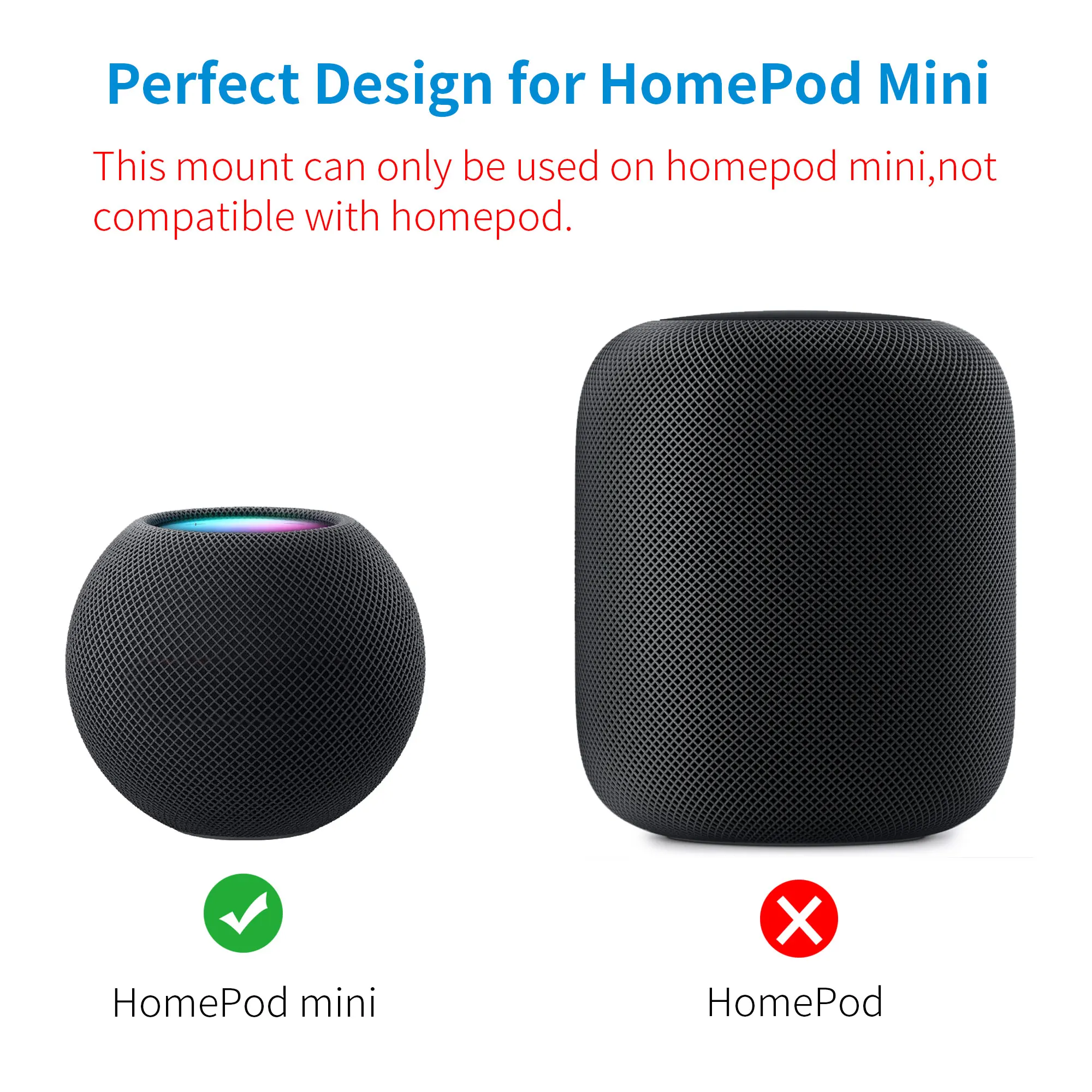 SPORTLINK Self Adhesive Drilling Wall Mount Bracket For HomePod Mini Holder With Cord Management Space Saving Black White Blue