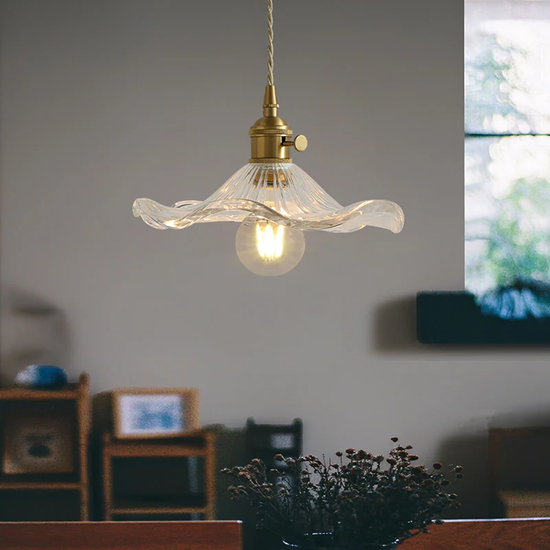

Art Creative LED chandelier Light Glass Brass Nordic Japanese Style For Living Bedroom Restaurant Bedlamp Study Home Decorative