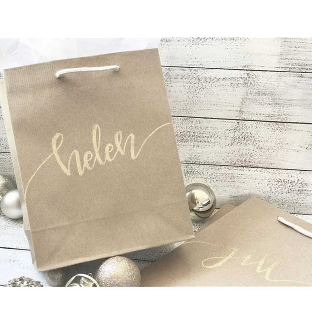 personalized  Wedding gift bag . holiday gift bags . calligraphy gift . stocking stuffer bag .cutom birthday holiday wrapping .