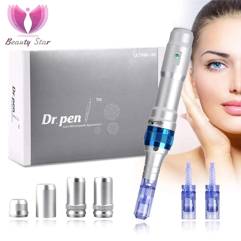 Ultima Dr. Stift A6 Elektrische Derma Stift a6 Hautpflege Gerät Microneedling Maschine Verjüngung Make-Up Tattoo Mit 2PCS Nadeln