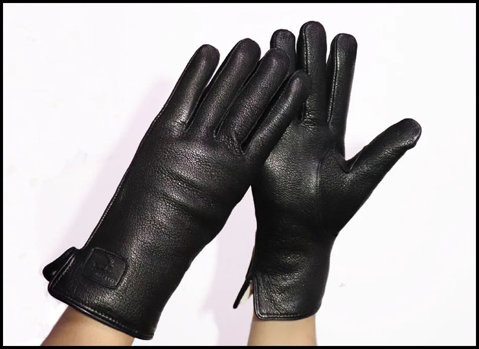 Goat Skin Gloves Women\'s Genuine Leather Wool Gloves Buckskin Texture Sheepskin Gloves Winter Cold Warm Thickened Fur Gloves