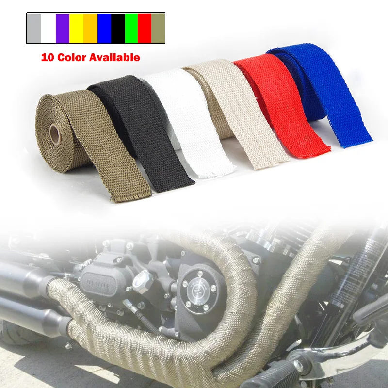 5M Motorcycle Exhaust Thermal Tape Header Heat Wrap Manifold Insulation Roll Resistant with Stainless Ties