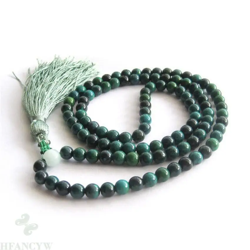 

6mm Dark Green Jade 108 Prayer Beads Mala Gemstone Necklace Handmade yoga natural Buddhism pray Fancy Lucky Unisex energy MONK