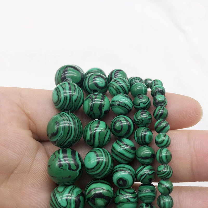 Natural Green Malachite Stone Round Loose Beads 4 6 8 10 12 14mm For Jewelry Making Bracelet Necklace Diy  Strand 15\