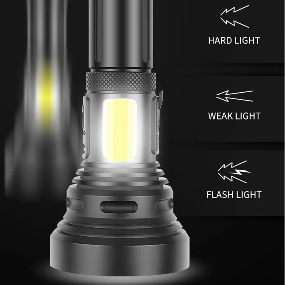 Torcia LED super potente Torcia tattica USB ricaricabile Linterna Lampada impermeabile Lanterna ultra luminosa da campeggio 18650 26650