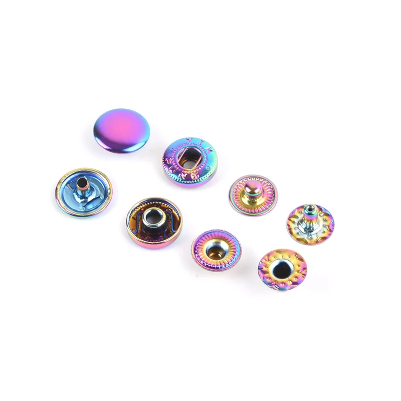 10pcs Ivoduff Rainbow Color Snap Spring Button Sewing Handbag Button