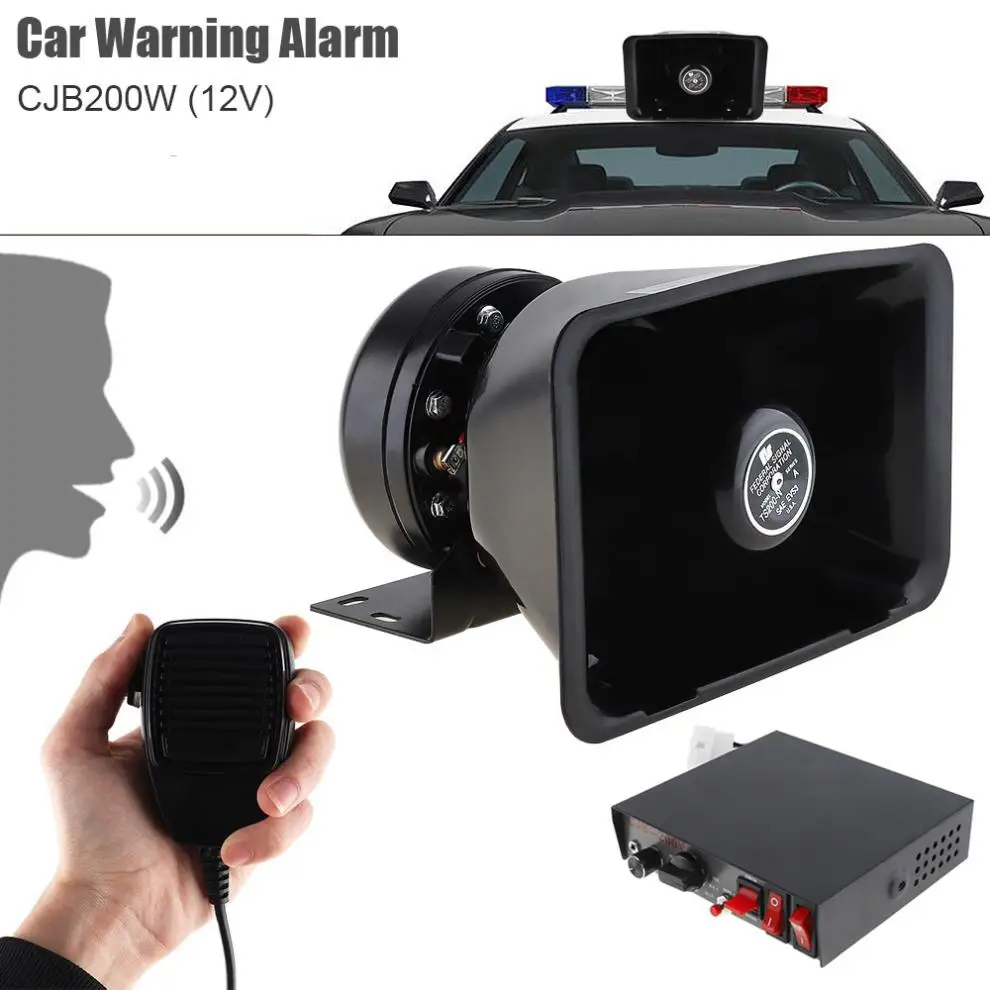 

DC12V 200W 9 Tone Loud Car Warning Alarm Siren Horn Speaker with MIC System