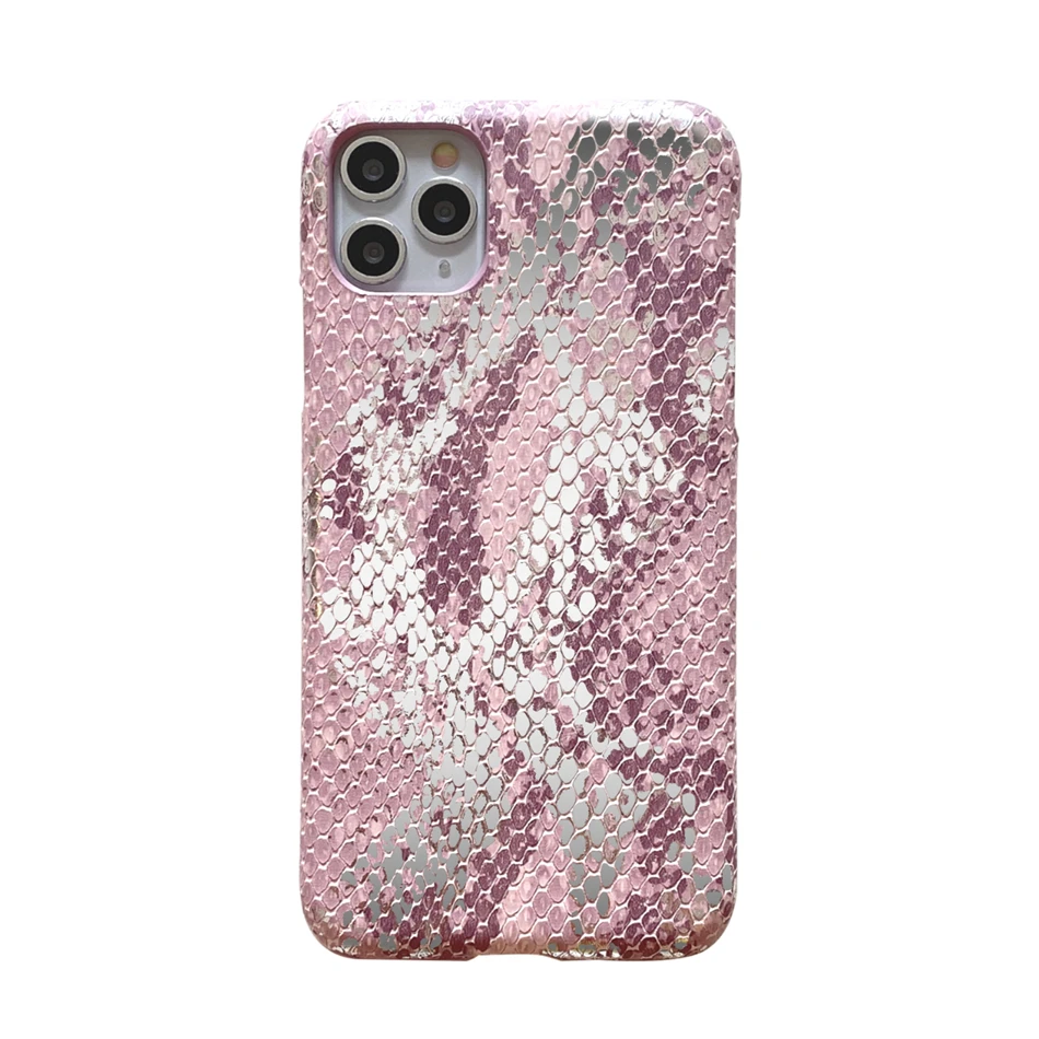 Snake Skin Crocodile Texture PU Leather Cover for iPhone 14 13 12 11 Pro Max Silver Phone Case Hard Coque Funda