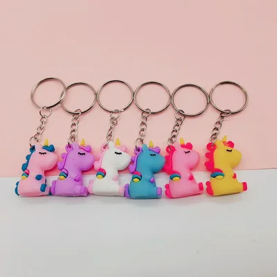 Cartoon Mini 4cm Color Unicorn Keychain Three-dimensional Unicorn Doll Bag Pendant Creative Gift