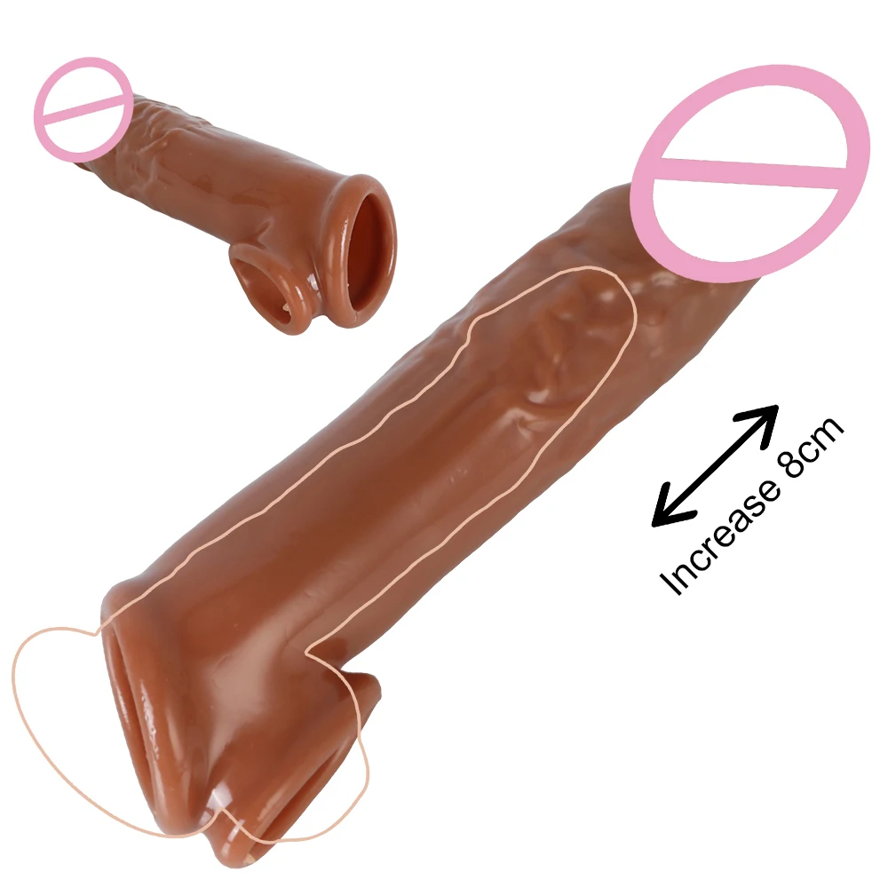 Penis Sleeve Extender Cock Enlarger Sex Shop Sex Toys for Men 18CM Realistic Penis Condom Male Delay Ejaculation