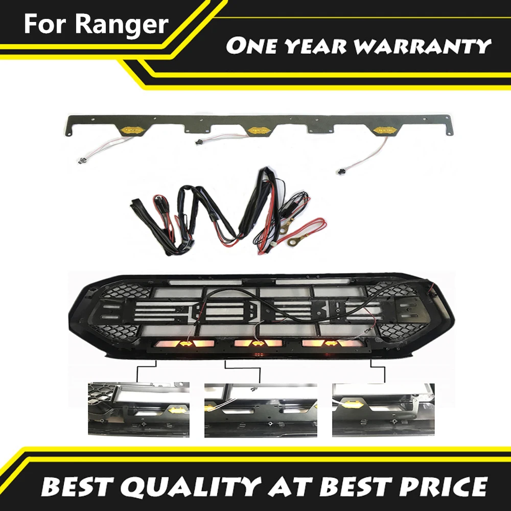 

Universal LED Light Bar Kits 4x4 Modified Grill Amber LED Light Accessories Fit For Ford Ranger 2019 2020 2021