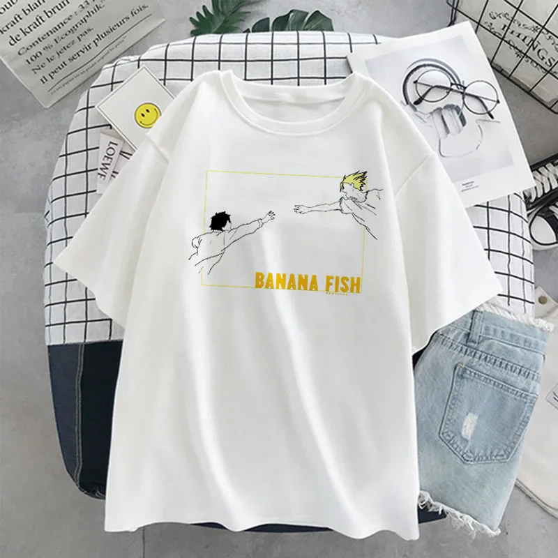 Women Anime Banana Fish Printed T Shirt Cartoon Harajuku Unisex Shirt Short Sleeve Tops Tees O-Neck Casual Tshirt Female T-shirt