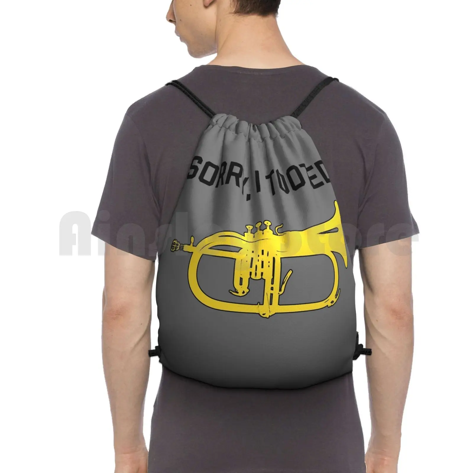 

Funny Flugelhorn Gift , Marching Band , Concert Band-Sorry , I Tooted Backpack Drawstring Bag Riding Climbing Gym Bag