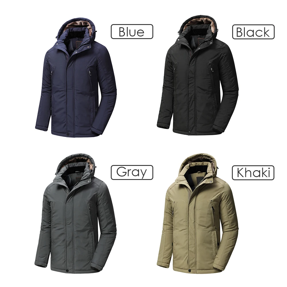 2022 Men Winter New Outdoor Long Waterproof Thick Warm Fleece Parkas Jacket Coat Men Classic Casual Brand Pockets Hat Parka Men