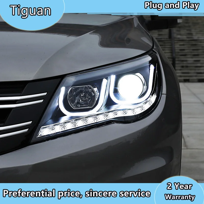 Car Styling For VW 2010-2013 Tiguan Headlights New Tiguan LED Headlight DRL Lens Double Beam H7 HID Xenon Car Accessories