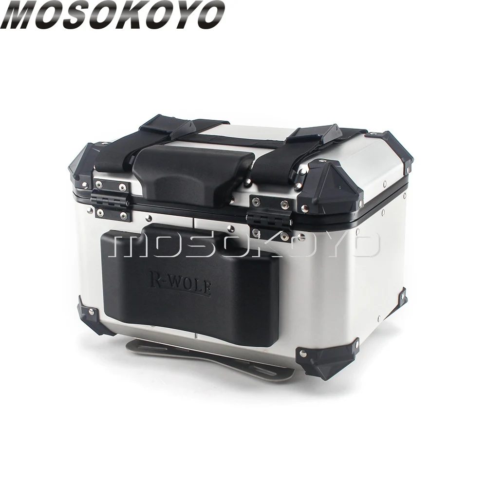 For BMW R1200GS R1250GS F800GS NC750X CB500X Silver Side Boxes Topbox Sidecase Tail Panniers Trunk Suitcase Cargo Box Universal